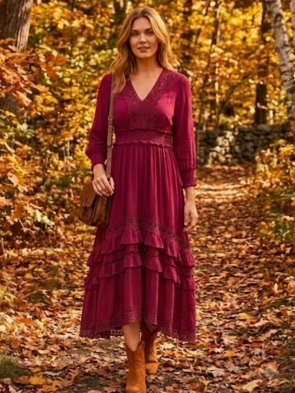 Baltic Born Merlot Pippa Ruffle Maxi Dress FALL COLOR burgundy size XXL 2X NEW